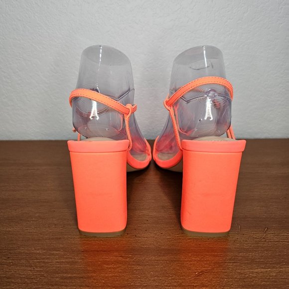 Neon Orange Ankle Strap heels size 7.5 - Picture 3 of 12